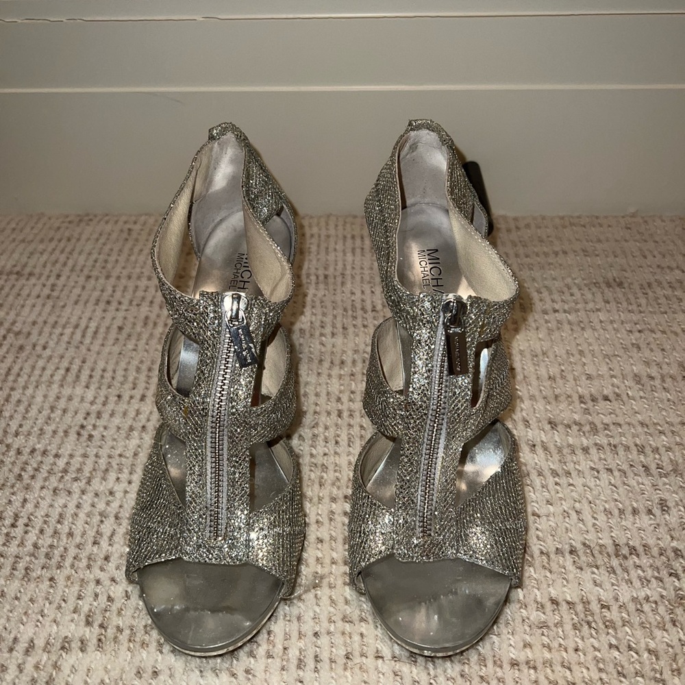 Michael Kors Silver Zip-Up Heels